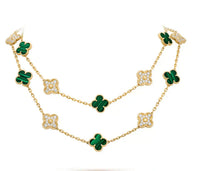 [Promax Jewelry]CLOVER 20 MOTIFS MALACHITE DIAMOND NECKLACE