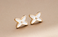 [Promax Jewelry]JEUX DE WHITE MOP PINK GOLD DIAMOND EARRINGS