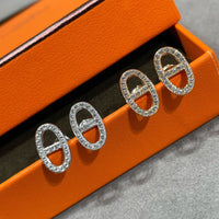 [Promax Jewelry]HM FULL DIAMOND PIG NOSE STUD EARRINGS