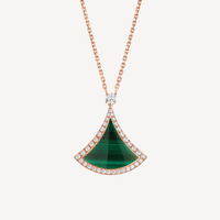 [Promax Jewelry]DREAM MALACHITE DIAMOND PAVED PINK GOLD NECKLACE
