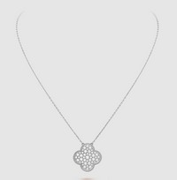 [Promax Jewelry]CLOVER 25MM LARGE PENDANT DIAMOND PAVED SILVER NECKLACE