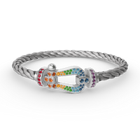 [Promax Jewelry]FORC LARGE HORSESHOE  COLORED DIAMOND BRACELET SILVER