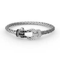 [Promax Jewelry]FORCE LARGE HORSESHOE BLACK WHITE DIAMOND BRACELET SILVER