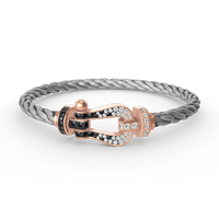 [Promax Jewelry]FORCE LARGE HORSESHOE BLACK WHITE DIAMOND BRACELET ROSE GOLD