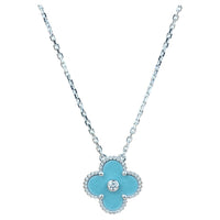 [Promax Jewelry]CLOVER 15MM DIAMOND SVRES PORCELAIN  NECKLACE SILVER