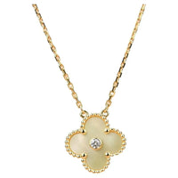 [Promax Jewelry]CLOVER 15MM DIAMOND GOLD MOTHER OF PEARL NECKLACE