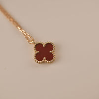 [Promax Jewelry]CLOVER MINI 9.5MM WHITE CARNELIANS NECKLACE