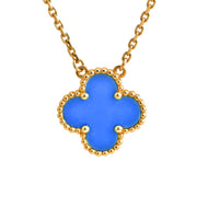 [Promax Jewelry]CLOVER 15MM BLUE AGATE NECKLACE