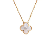 [Promax Jewelry]CLOVER 15MM DIAMOND WHITE FRITILLARIA NECKLACE