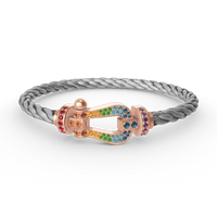 [Promax Jewelry]FORCE LARGE HORSESHOE  COLORED DIAMOND BRACELET ROSE GOLD