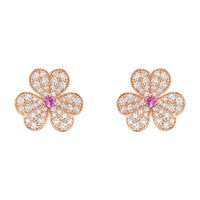 [Promax Jewelry]FRIVOLE PINK GOLD FLOWER DIAMOND EARRINGS