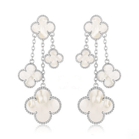 [Promax Jewelry]CLOVER EARRINGS WHITE MOP 4 MOTIFS SILVER