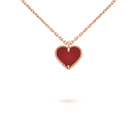 [Promax Jewelry]SWEET CLOVER CARNELIAN HEART NECKLACE