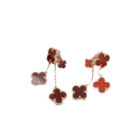 [Promax Jewelry]CLOVER EARRINGS CARNELIAN 4 MOTIFS PINK GOLD