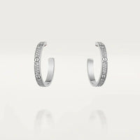 [Promax Jewelry]LOVE DIAMOND SILVER HOOP EARRINGS