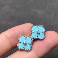 [Promax Jewelry]CLOVER 1 DIAMOND BLUE SKY SILVER EARRINGS