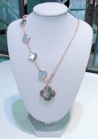 [Promax Jewelry]COMBINED BRACELET 5 MOTIFS AND NECKLACE DARK MOP ROSE GOLD