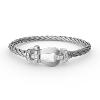 [Promax Jewelry]FORCE LARGE HORSESHOE HALF DIAMOND BRACELET SILVER