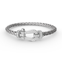 [Promax Jewelry]FORCE LARGE HORSESHOE FULL DIAMOND BRACELET SILVER