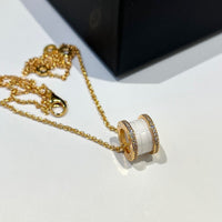 [Promax Jewelry]ZERO 1 WHITE CERAMIC DIAMOND PINK GOLD NECKLACE